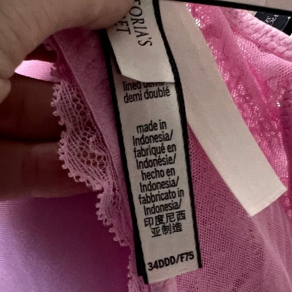 Victoria's Secret Dream Angel Lightly Lined Lace Demi Bra chiffon pink 34DDD nwt - Picture 9 of 12
